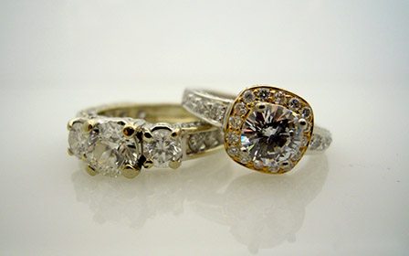 14k Two-Toned Halo Ring with a 1 ct Round Diamond