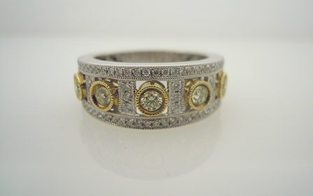 14k Two-Toned Hand-Made Filigree Anniversary Ring